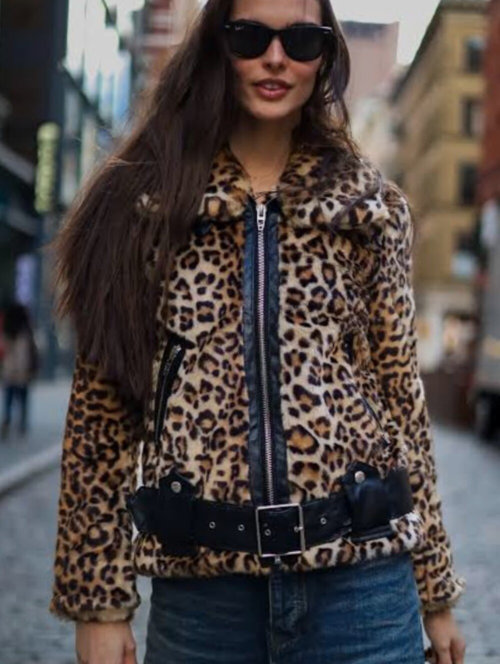 NWT Blank NYC Note to Self Faux Fur Leopard Moto Jacket
